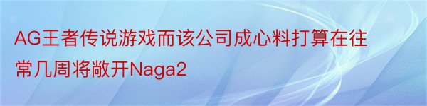 AG王者传说游戏而该公司成心料打算在往常几周将敞开Naga2