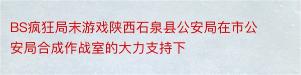 BS疯狂局末游戏陕西石泉县公安局在市公安局合成作战室的大力支持下