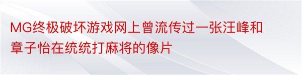 MG终极破坏游戏网上曾流传过一张汪峰和章子怡在统统打麻将的像片
