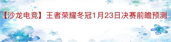 【沙龙电竞】王者荣耀冬冠1月23日决赛前瞻预测