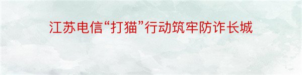 江苏电信“打猫”行动筑牢防诈长城
